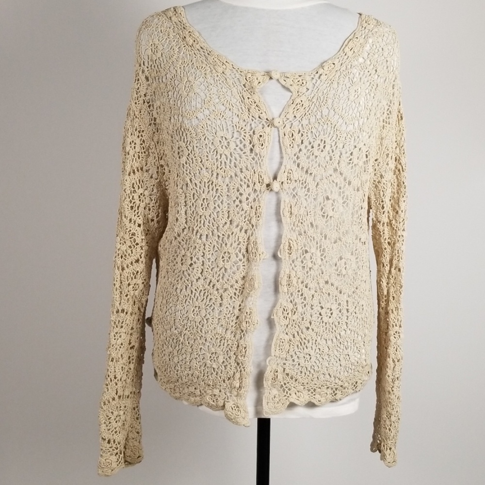 Vintage Boho Festival crochet button top